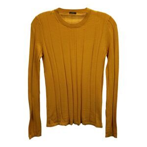 Joseph Ribbed Long Sleeve Top in Yellow Wool